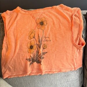 American Eagle Outfitters Orange Muscle Tee